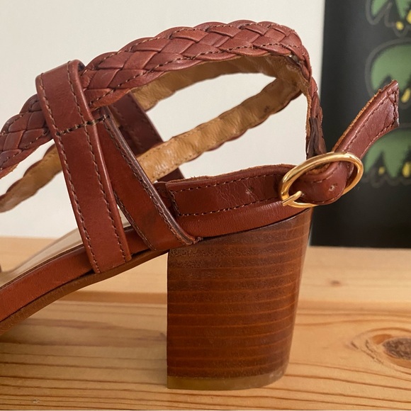 Sezane Natacha Heeled Sandals Woven Heritage Chocolate Brown - Picture 10 of 16